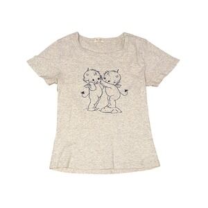 John Galt Graphic Baby Tee Women OS Gray Devil Cherub Brandy Melville